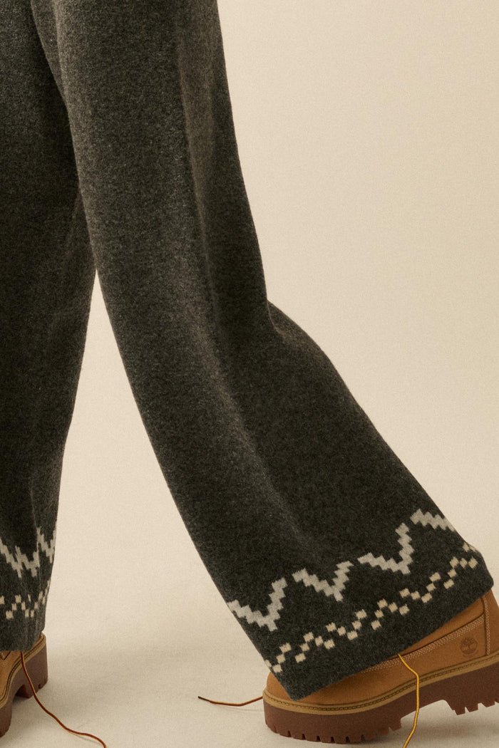 Winter Ridge Alpine Knit Wide-Leg Sweater Pants - ShopPromesa