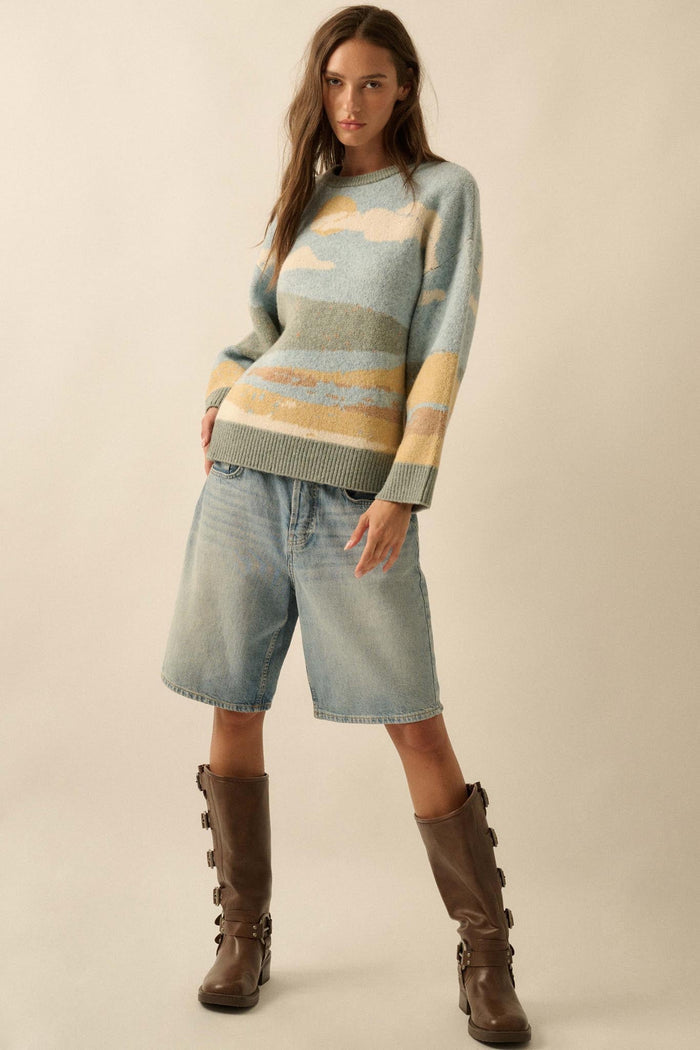 Wonderful World Jacquard-Knit Landscape Sweater - ShopPromesa